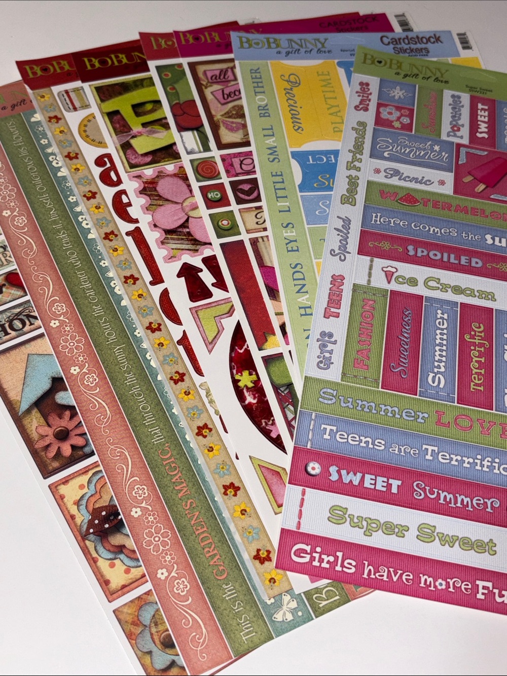 BoBunny Decorative Cardstock Sticker Sheets - Assorted Pastel & Bright Colors